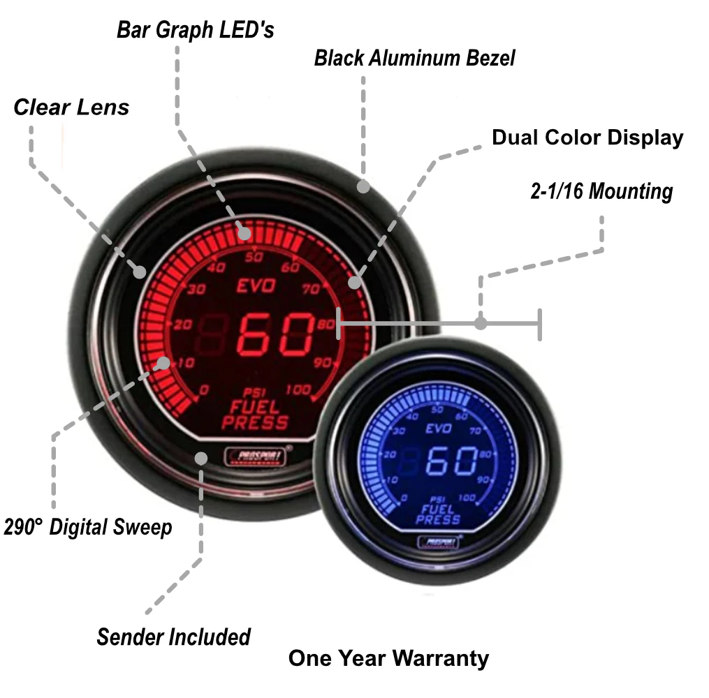 2-1/16" Evo Electrical Fuel Pressure Gauge - Image 4